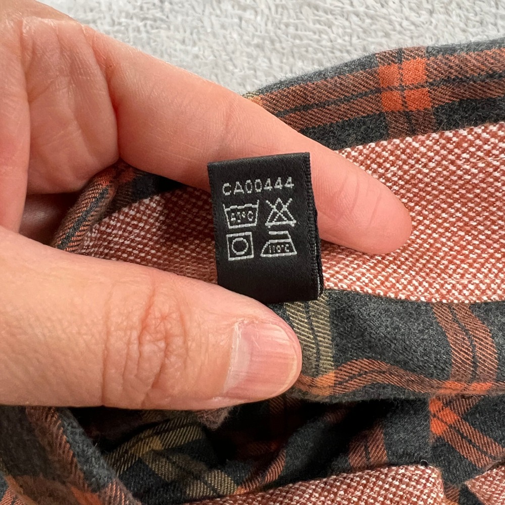Patrick James Reserve Plaid Flannel Button Down 2XL Orange Grey Classic Shirt - Picture 11 of 12
